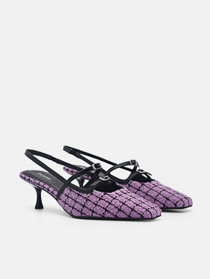 Purple Women's Pedro Maggie Tweed Pumps | IYZGNR-302