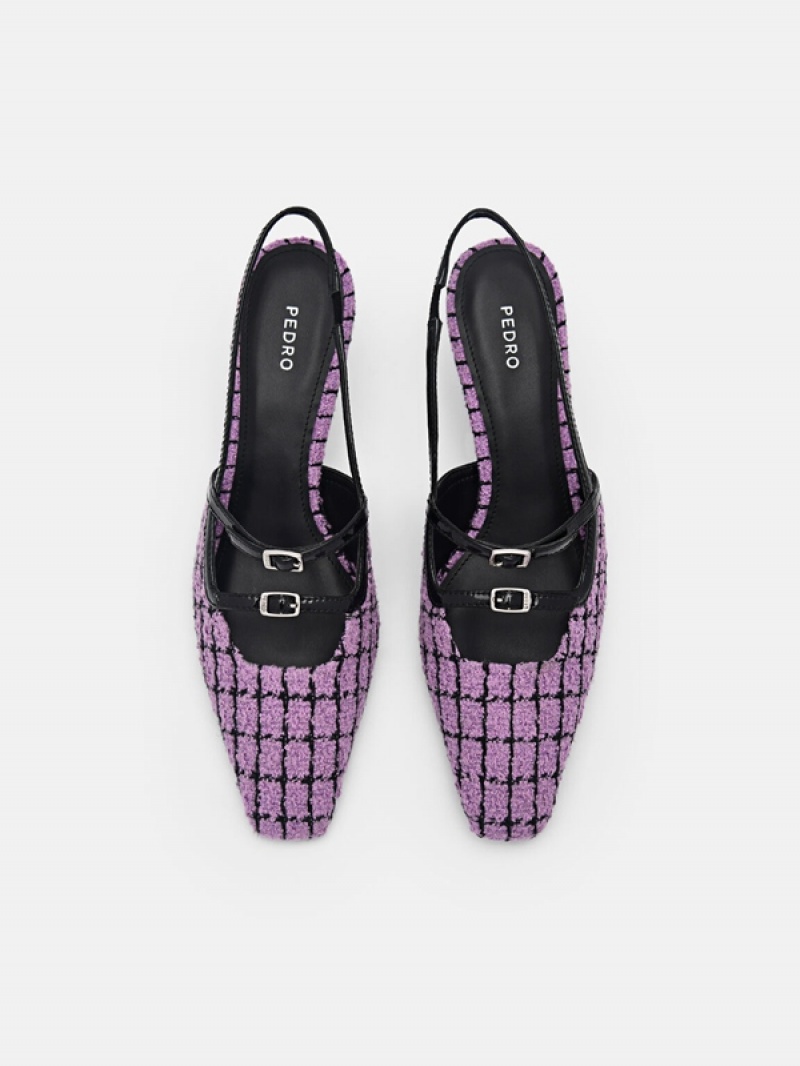 Purple Women's Pedro Maggie Tweed Pumps | IYZGNR-302