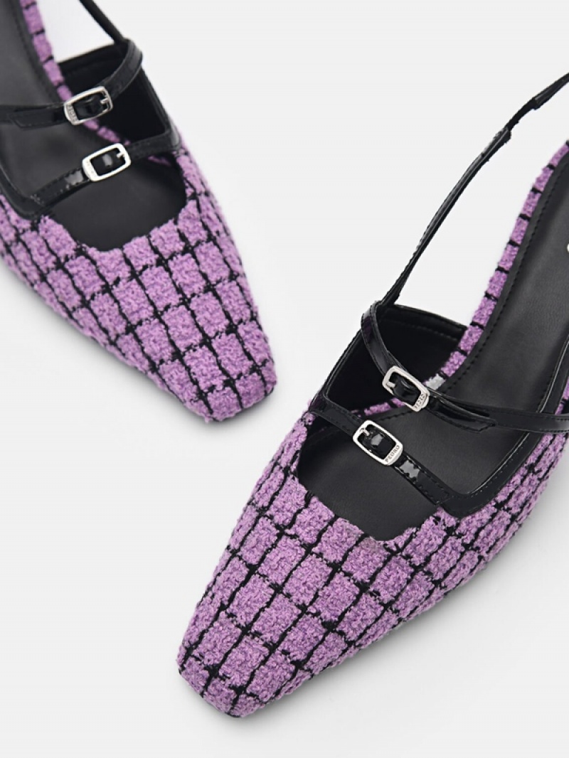 Purple Women's Pedro Maggie Tweed Pumps | IYZGNR-302