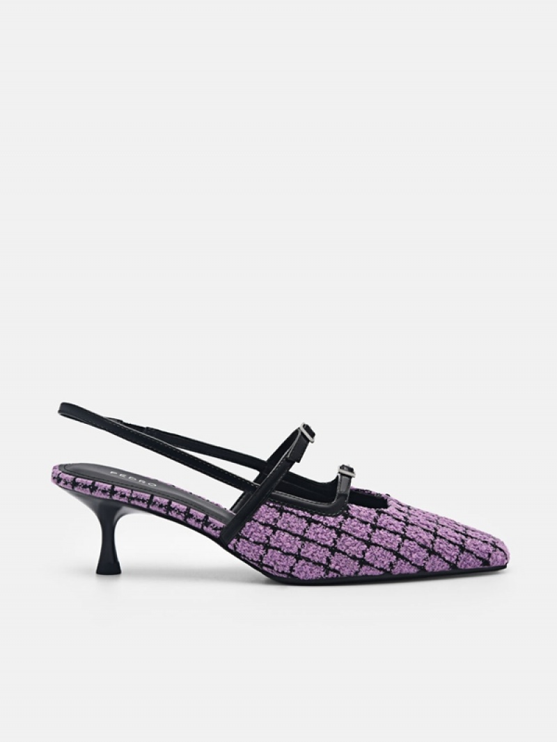 Purple Women\'s Pedro Maggie Tweed Pumps | IYZGNR-302