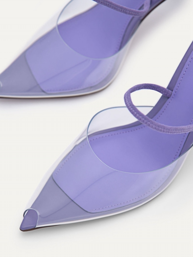 Purple Women's Pedro Megan See-Through Slingback Pumps | TWKXUB-153