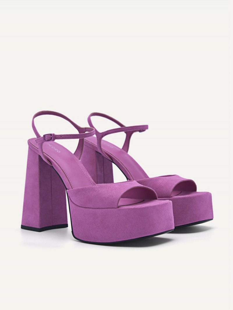 Purple Women's Pedro Selma Platform Heels Sandals | RFOIVE-748