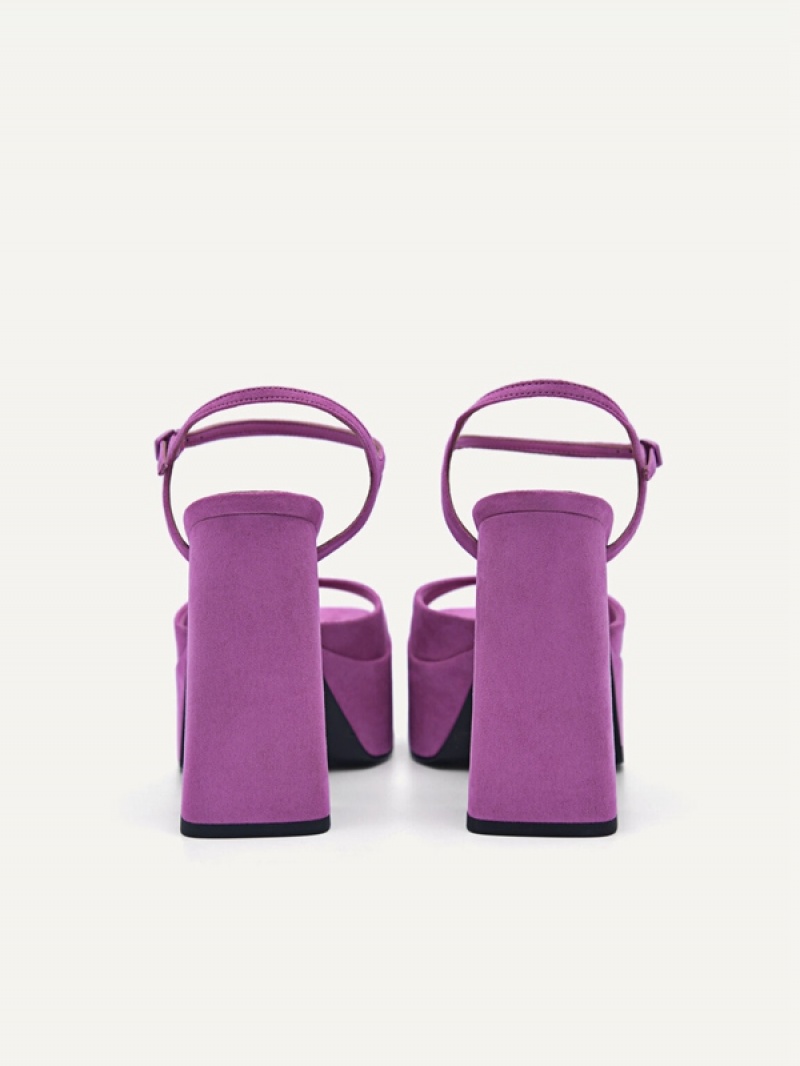 Purple Women's Pedro Selma Platform Heels Sandals | RFOIVE-748