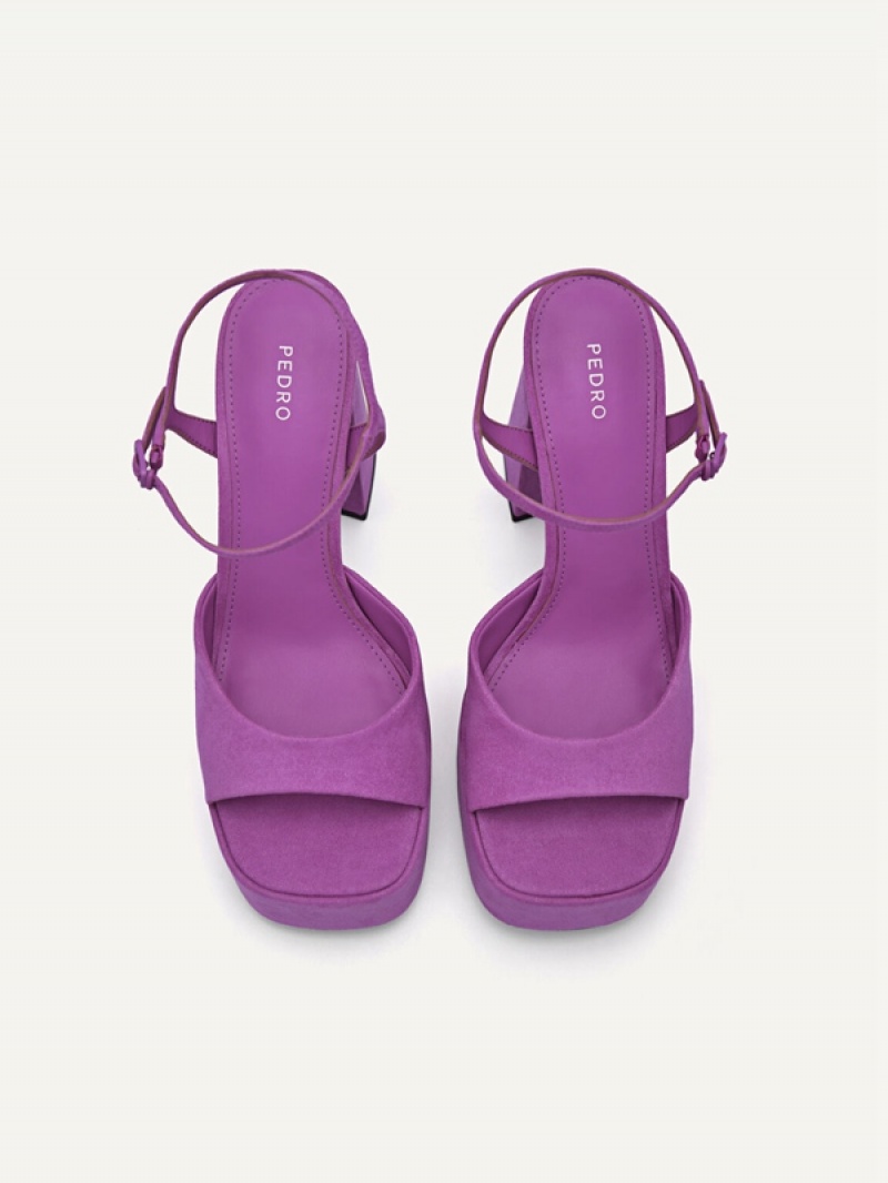 Purple Women's Pedro Selma Platform Heels Sandals | RFOIVE-748