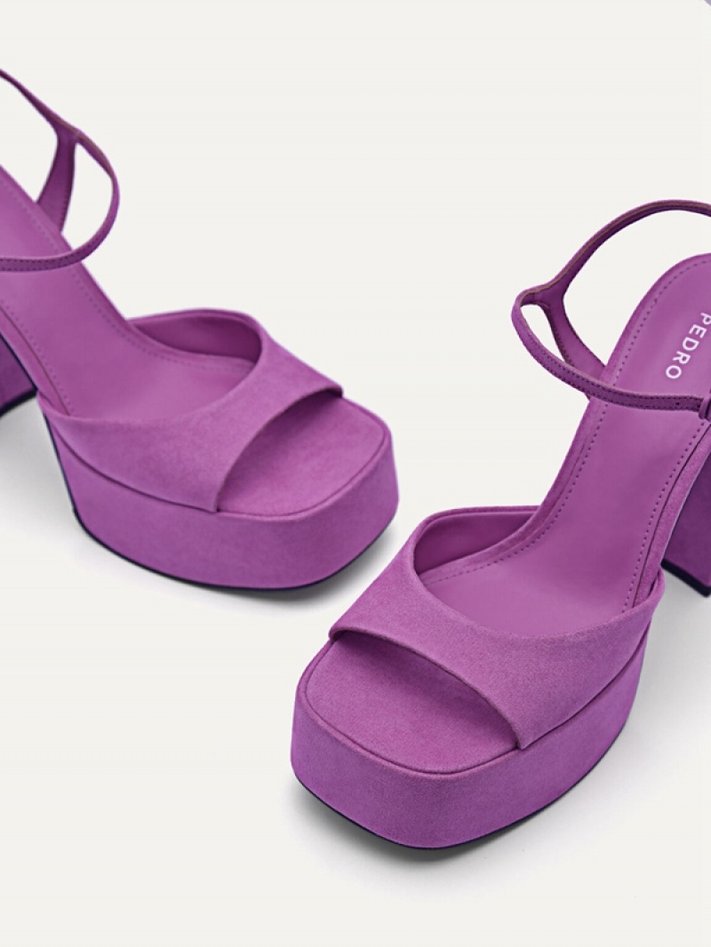 Purple Women's Pedro Selma Platform Heels Sandals | RFOIVE-748