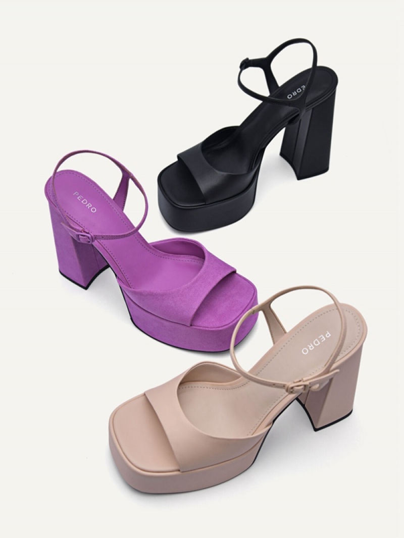 Purple Women's Pedro Selma Platform Heels Sandals | RFOIVE-748