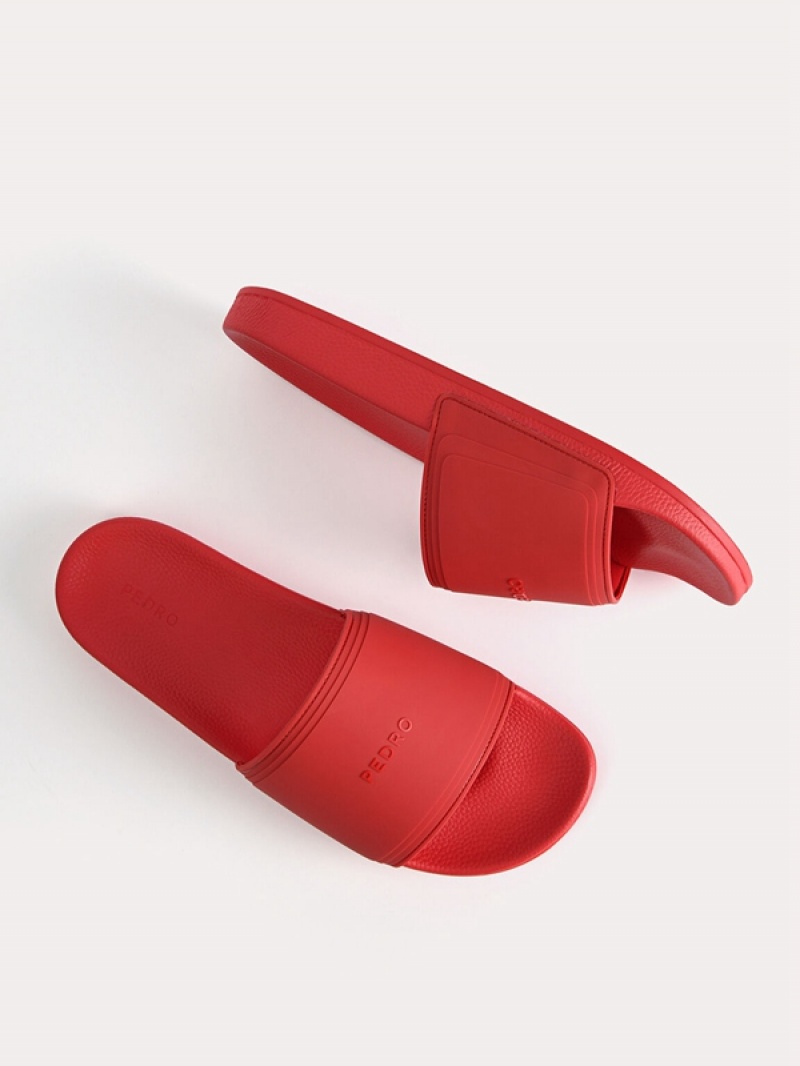 Red Men's Pedro Billie Casual Slides | UWYQMR-924