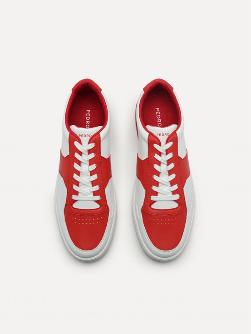 Red Men's Pedro Mono Stride Court Sneakers | XOBRES-457