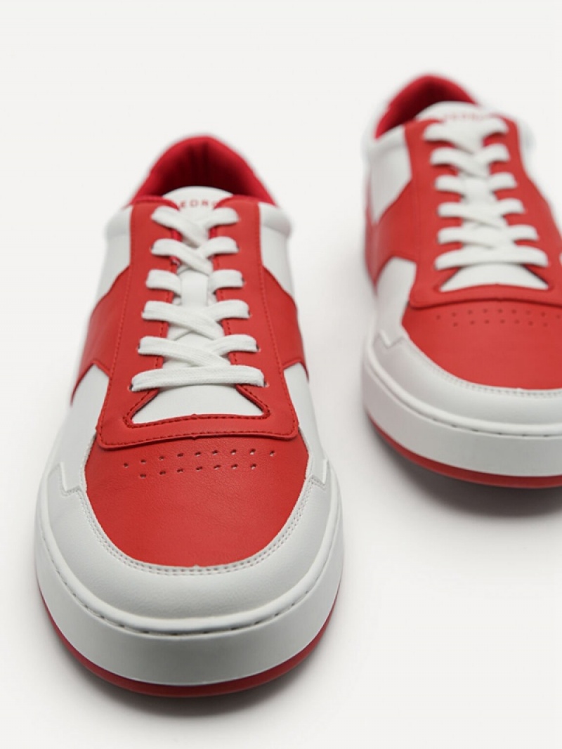 Red Men's Pedro Mono Stride Court Sneakers | XOBRES-457