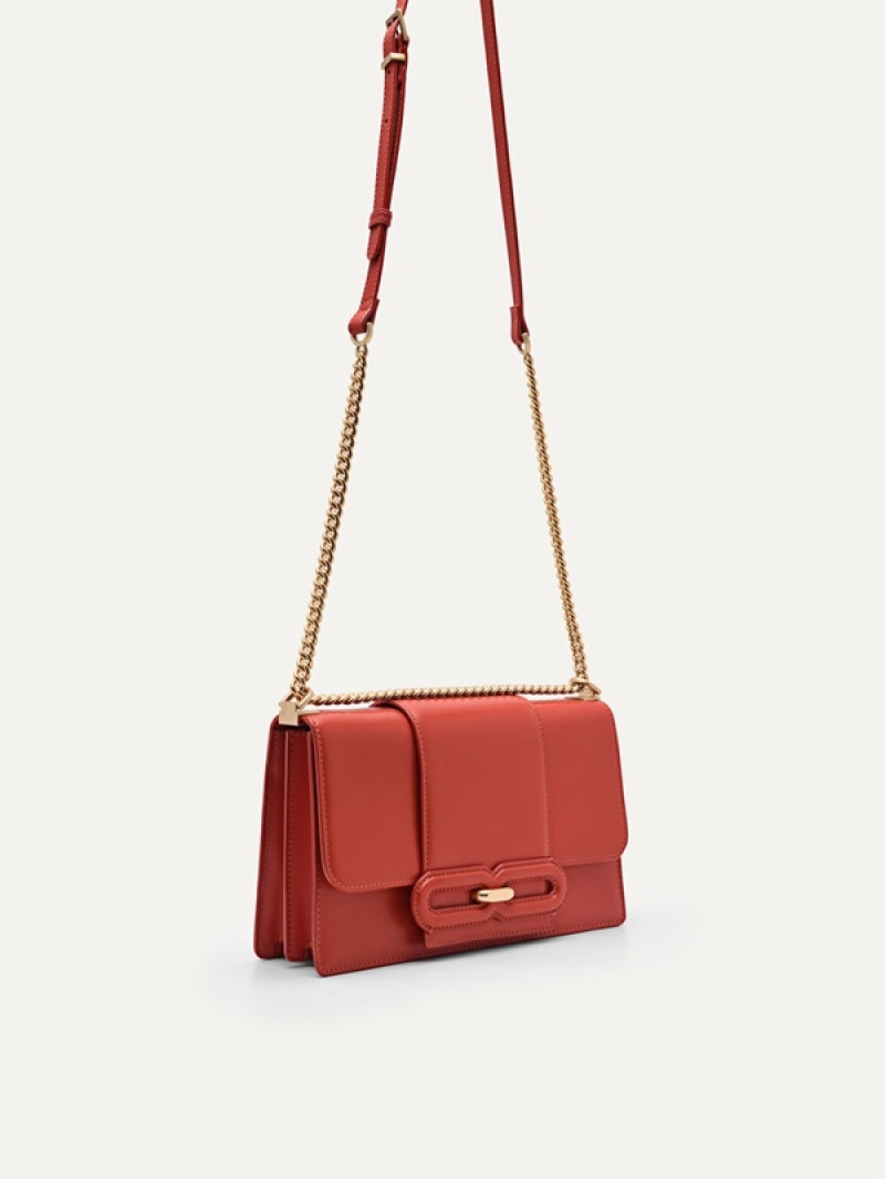 Red Women's Pedro Studio Kate Leather Shoulder Bags | QSCVYM-251