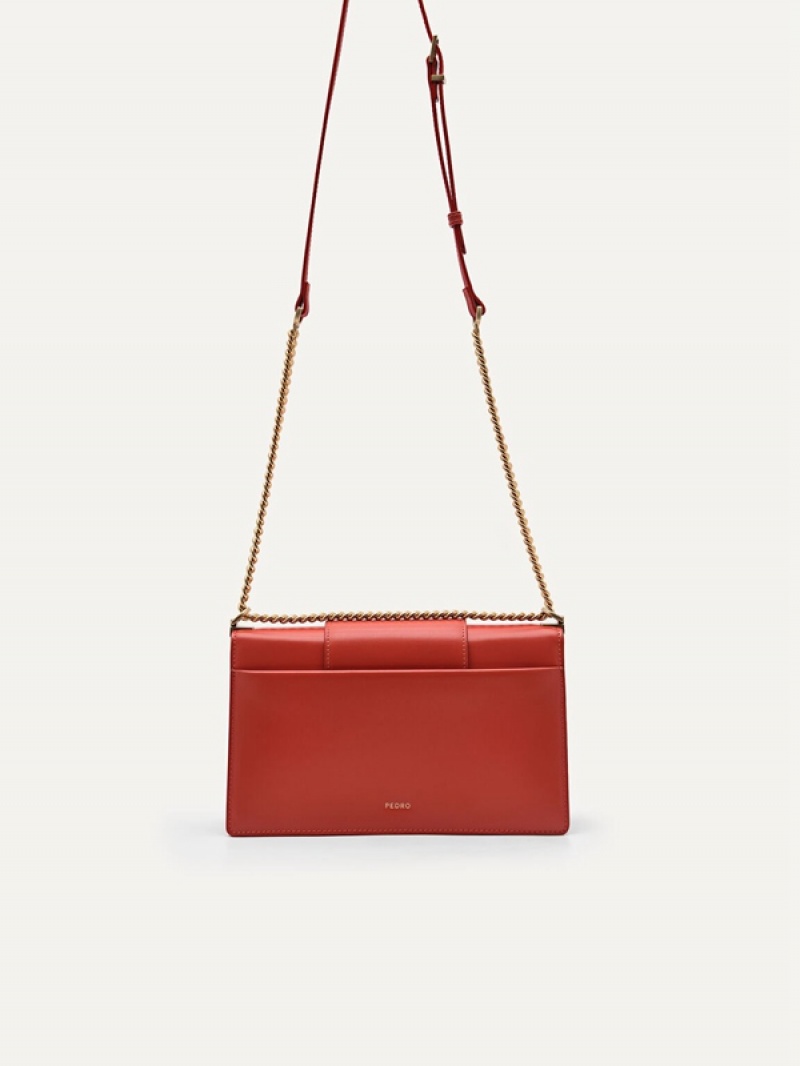 Red Women's Pedro Studio Kate Leather Shoulder Bags | QSCVYM-251