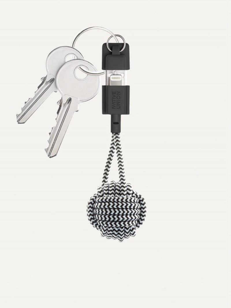 Silver Men's Pedro Cable Key Rings | JUDBQP-104