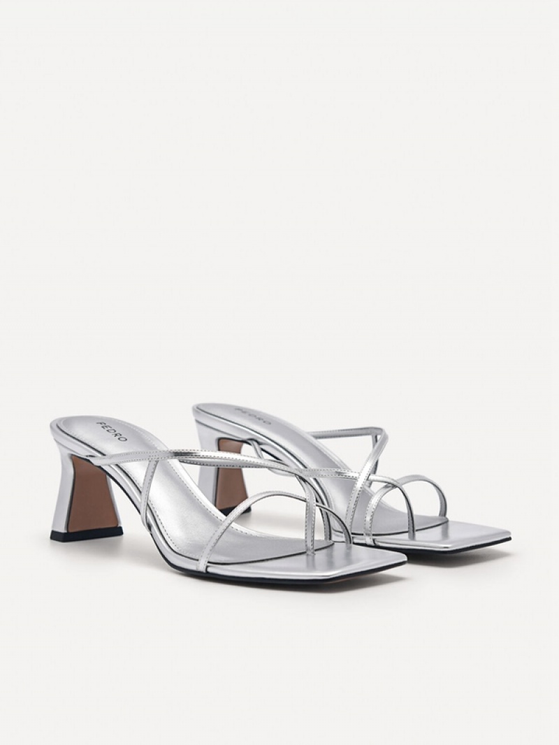 Silver Women's Pedro Gwyneth Heels Sandals | MIKSZJ-958