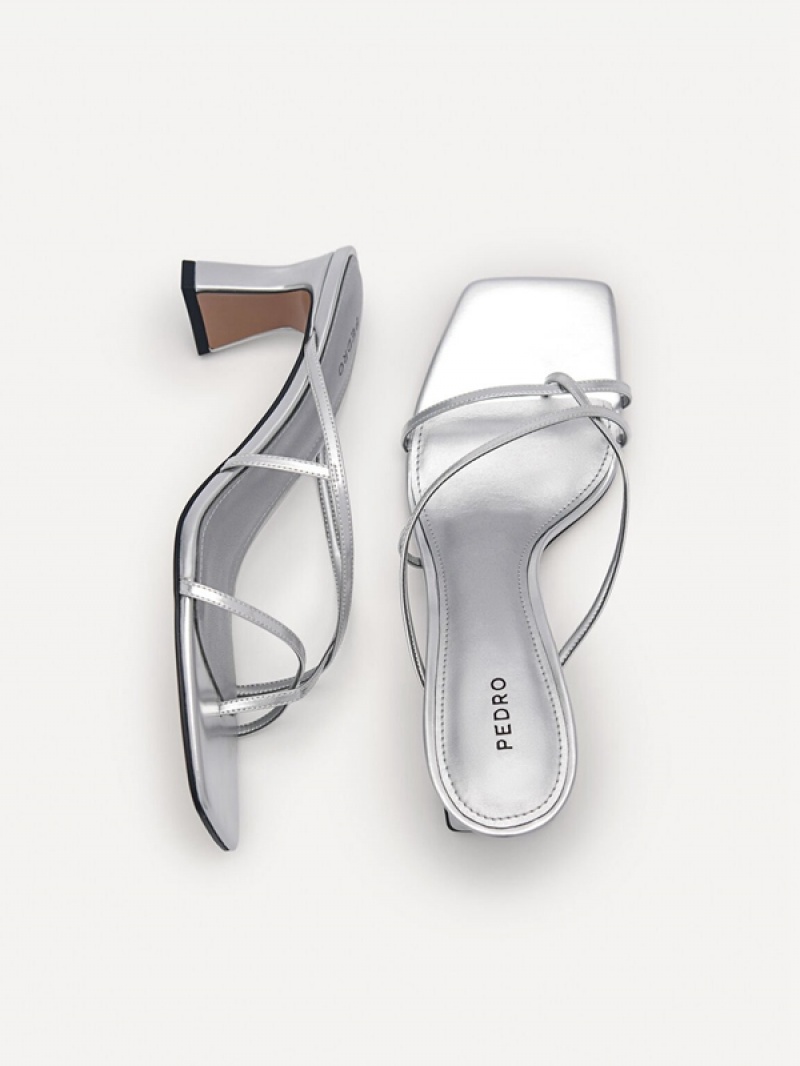 Silver Women's Pedro Gwyneth Heels Sandals | MIKSZJ-958