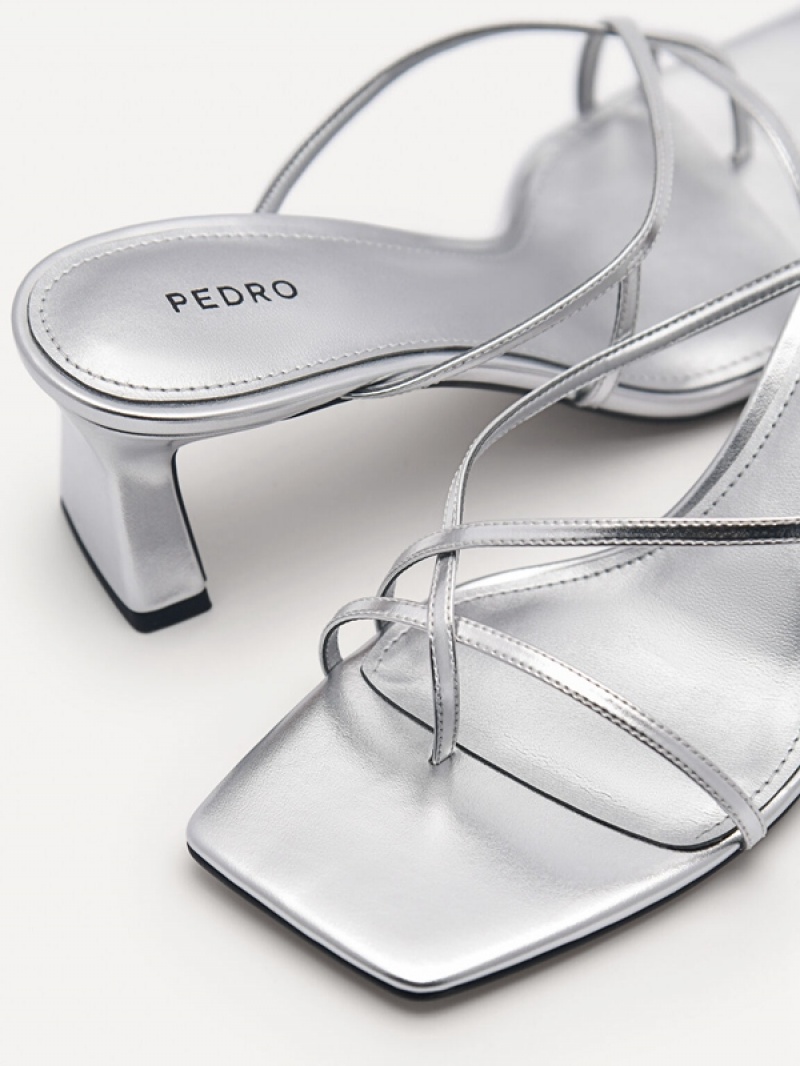 Silver Women's Pedro Gwyneth Heels Sandals | MIKSZJ-958