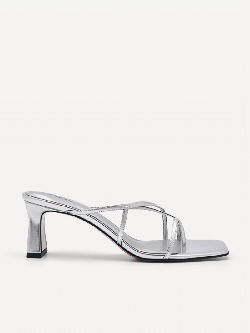 Silver Women\'s Pedro Gwyneth Heels Sandals | MIKSZJ-958