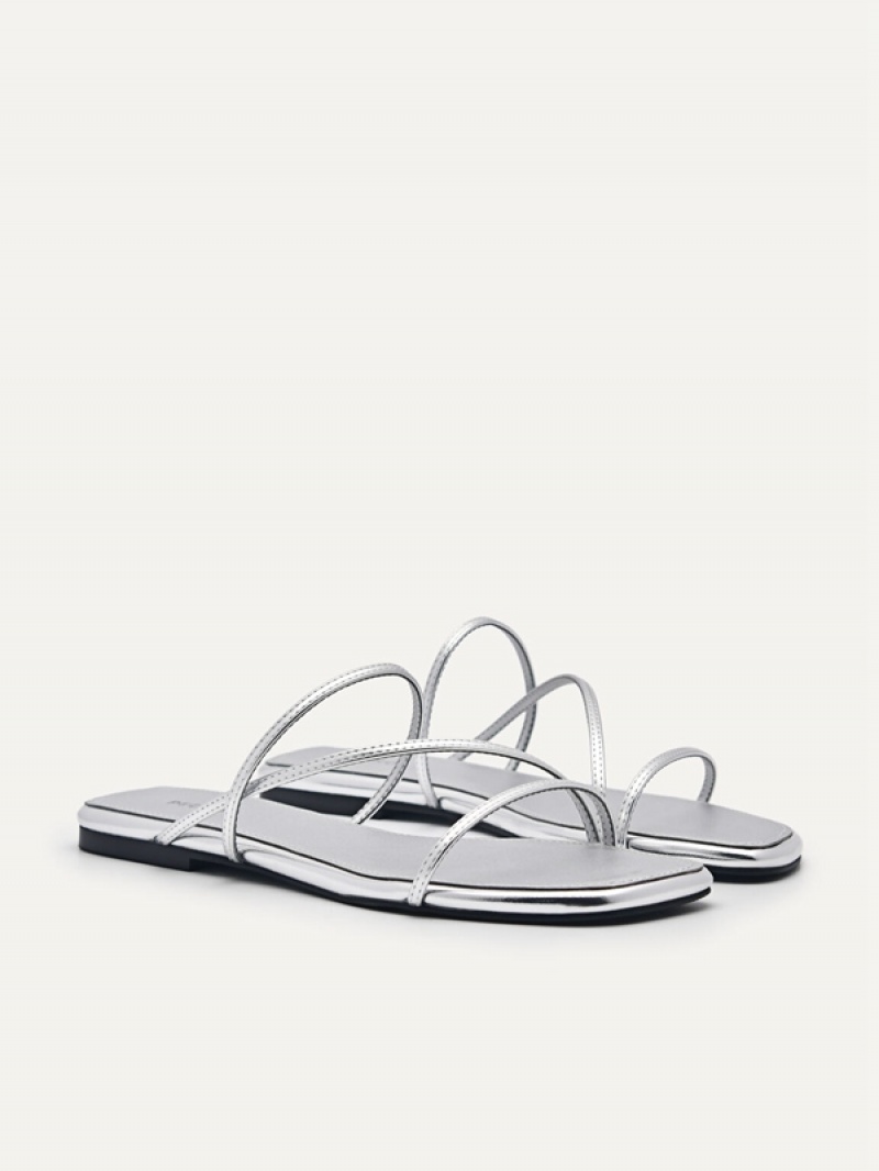 Silver Women's Pedro Gwyneth Strappy Flats | KIYRJT-314