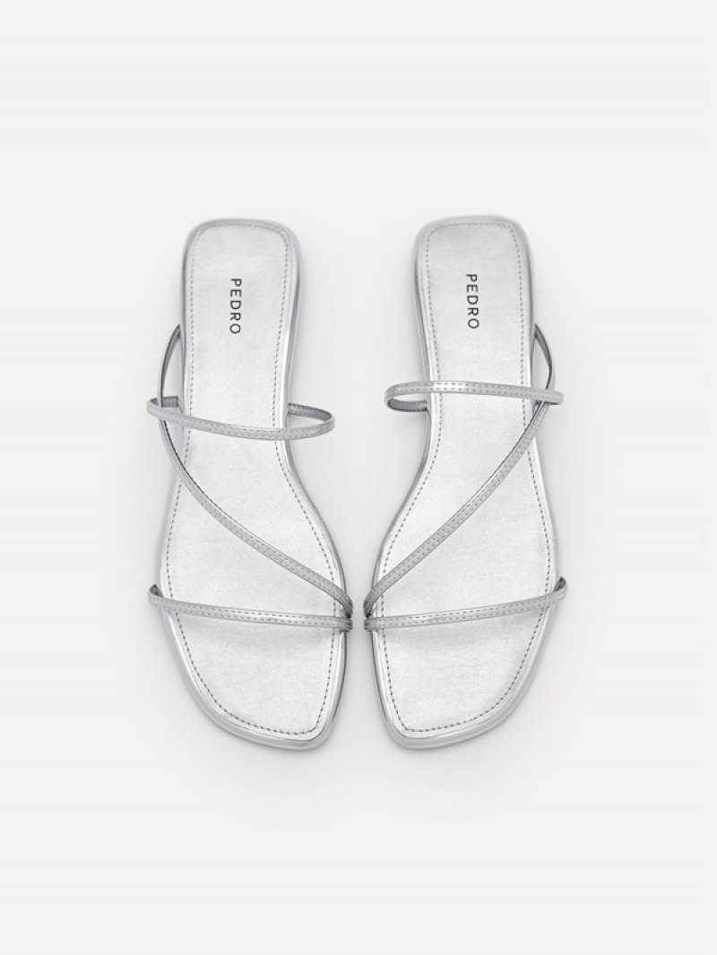 Silver Women's Pedro Gwyneth Strappy Flats | KIYRJT-314