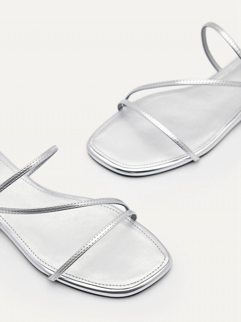 Silver Women's Pedro Gwyneth Strappy Flats | KIYRJT-314