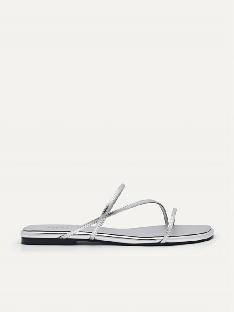 Silver Women\'s Pedro Gwyneth Strappy Flats | KIYRJT-314