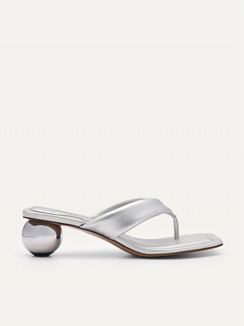 Silver Women\'s Pedro Vibe Heels Sandals | DERUIK-475