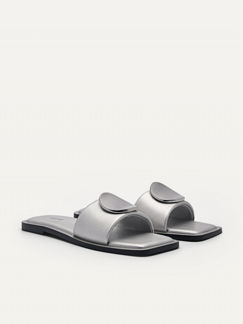 Silver Women's Pedro Vibe Square Toe Sandals | IUQNEW-051