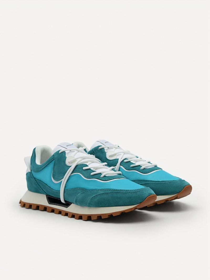 Turquoise Men's Pedro Suede Spur Sneakers | FNRXQE-928