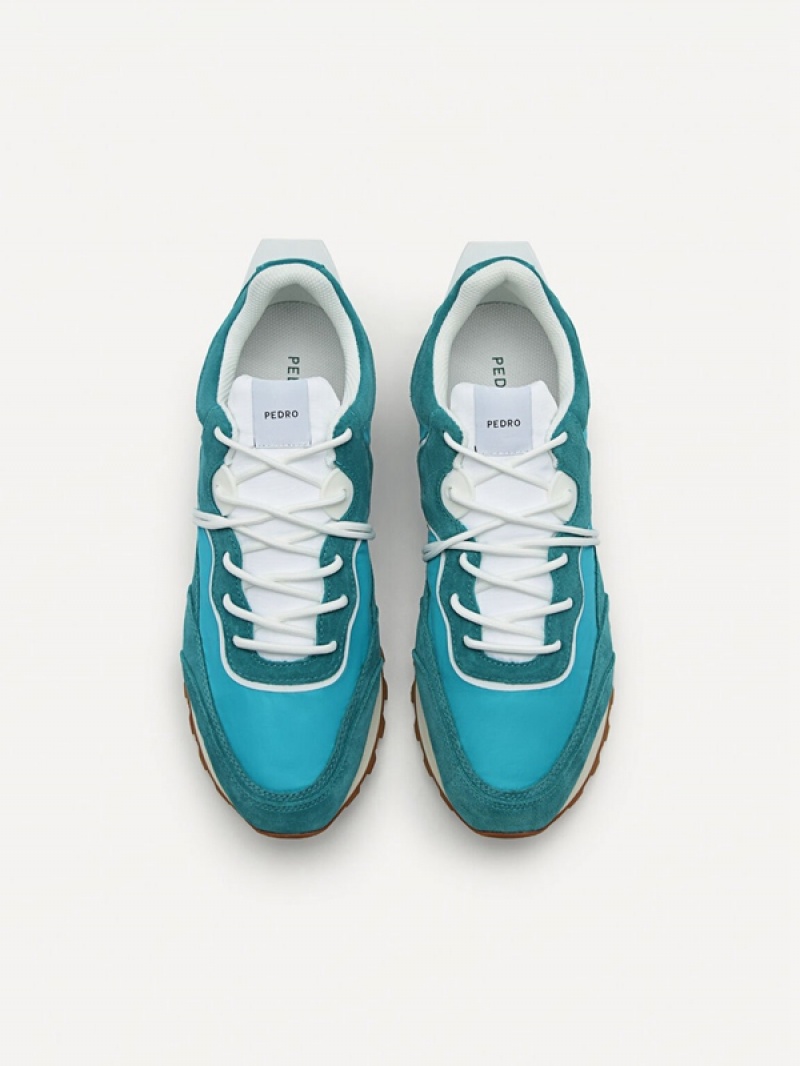 Turquoise Men's Pedro Suede Spur Sneakers | FNRXQE-928