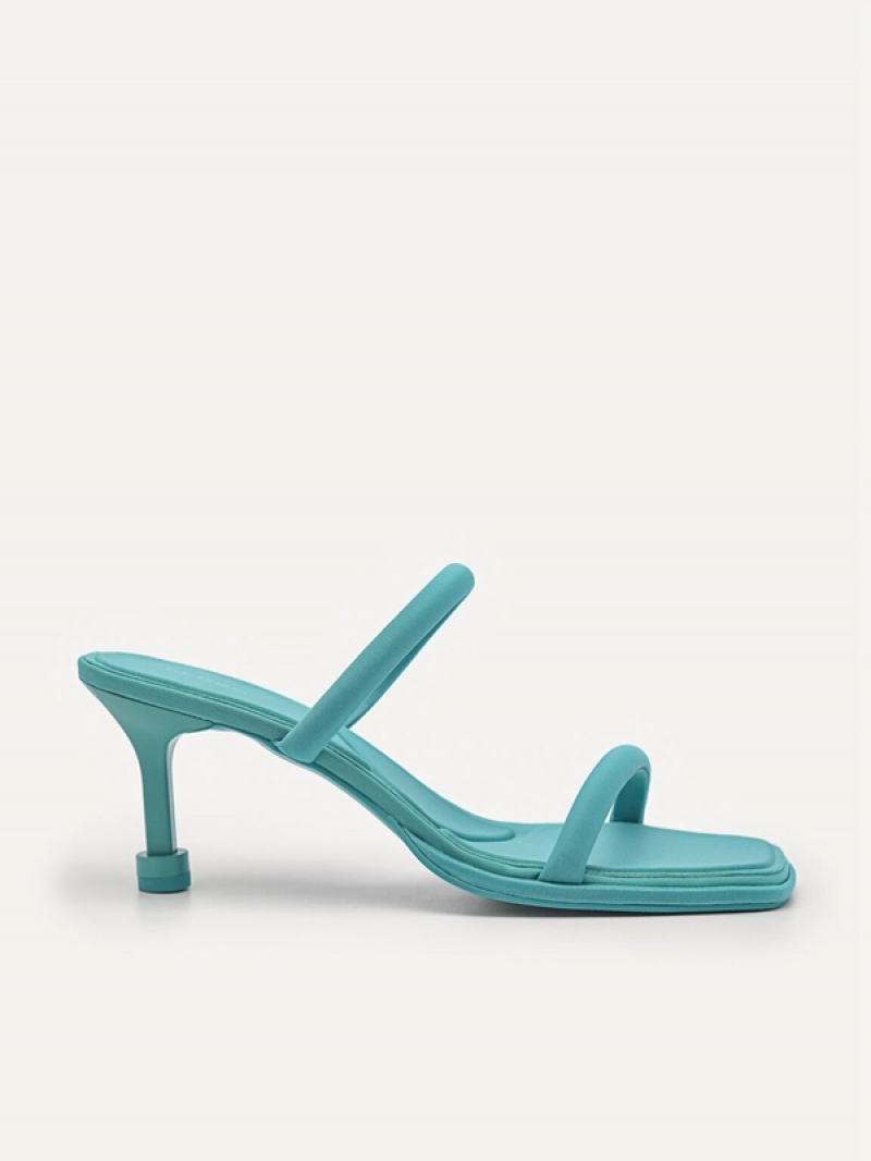 Turquoise Women\'s Pedro Bianca Strappy Heels Sandals | QIJEOZ-280