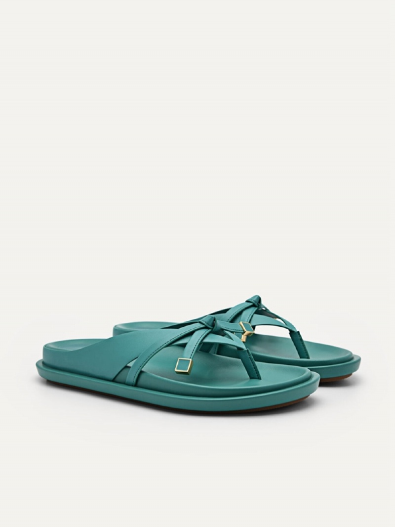 Turquoise Women's Pedro Bianca Thong Sandals | LYDAPK-145