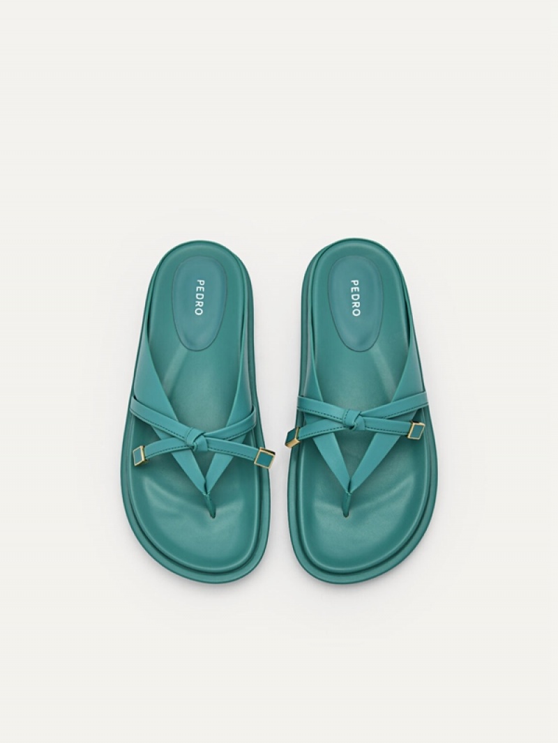 Turquoise Women's Pedro Bianca Thong Sandals | LYDAPK-145