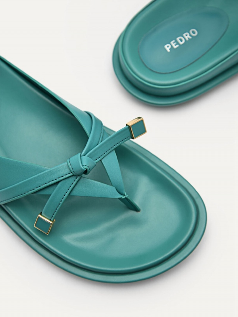 Turquoise Women's Pedro Bianca Thong Sandals | LYDAPK-145