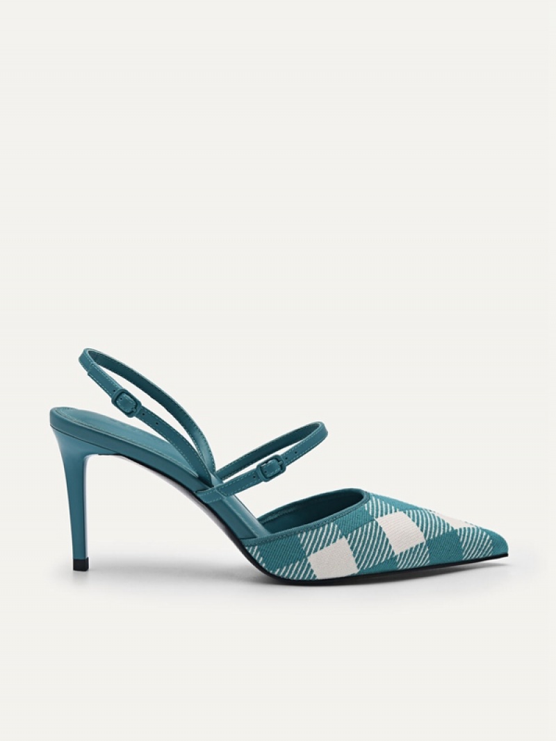 Turquoise Women\'s Pedro Studio Emma Fabric Slingback Pumps | MRJNDH-382