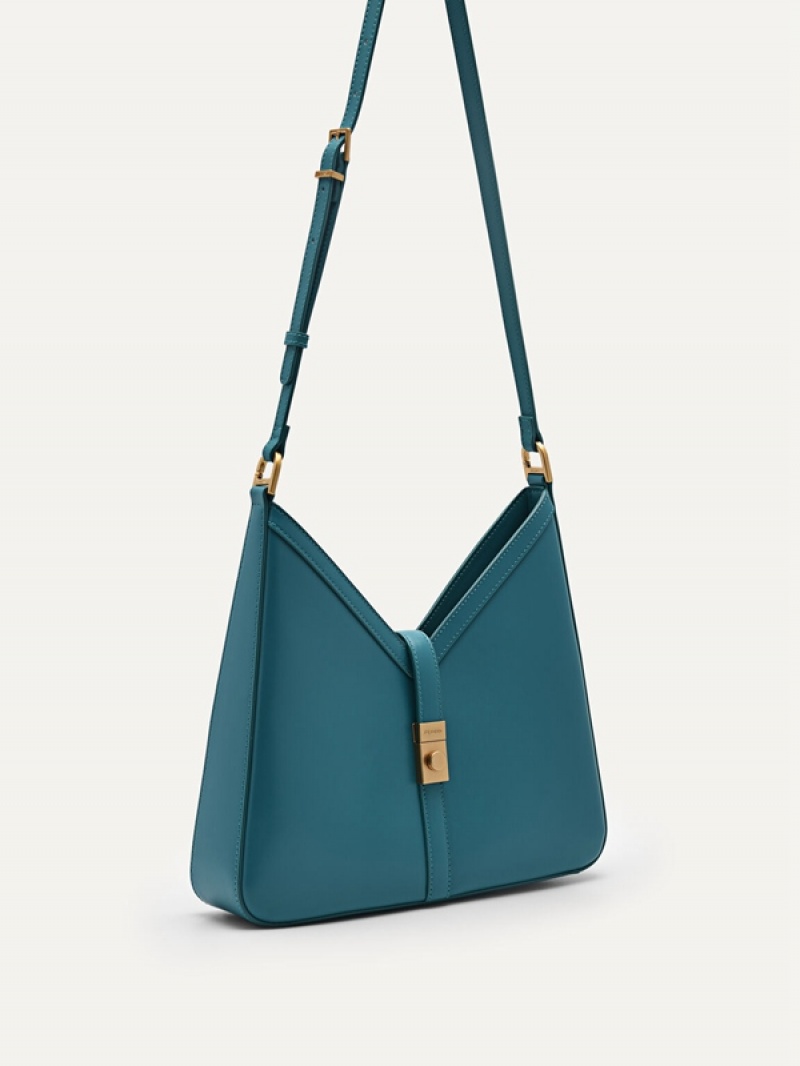 Turquoise Women's Pedro Studio Sonia Leather Hobo Bag | WFKAUZ-497