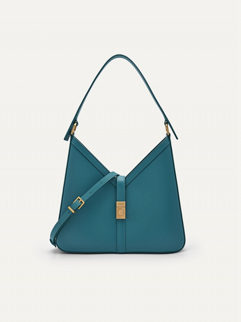 Turquoise Women\'s Pedro Studio Sonia Leather Hobo Bag | WFKAUZ-497