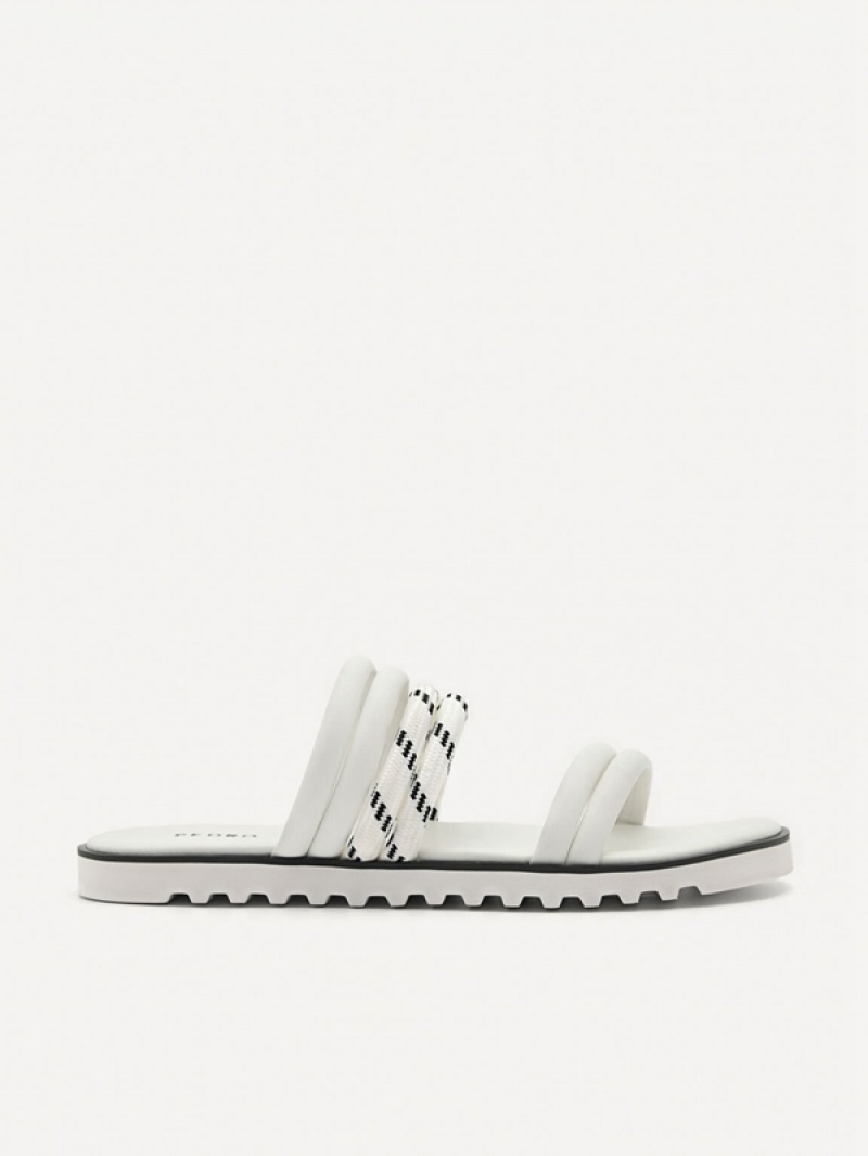 White Men\'s Pedro Cord Slides | UJYZTW-617