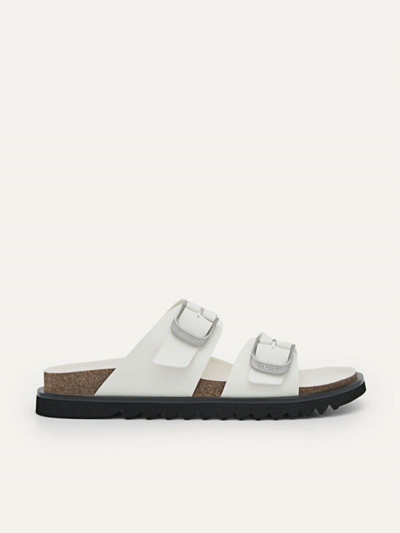 White Men\'s Pedro Helix Slides | OKFGAQ-297