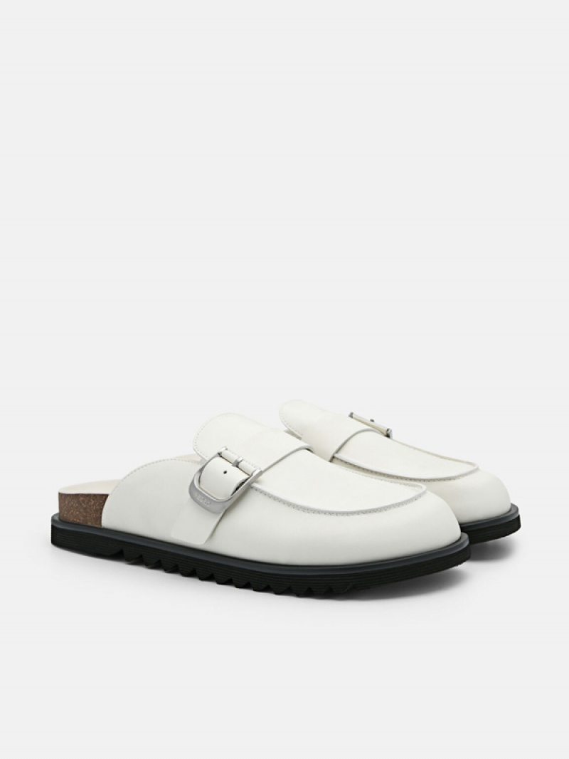 White Men's Pedro Helix Slip-On Sandals | GRTEIS-415