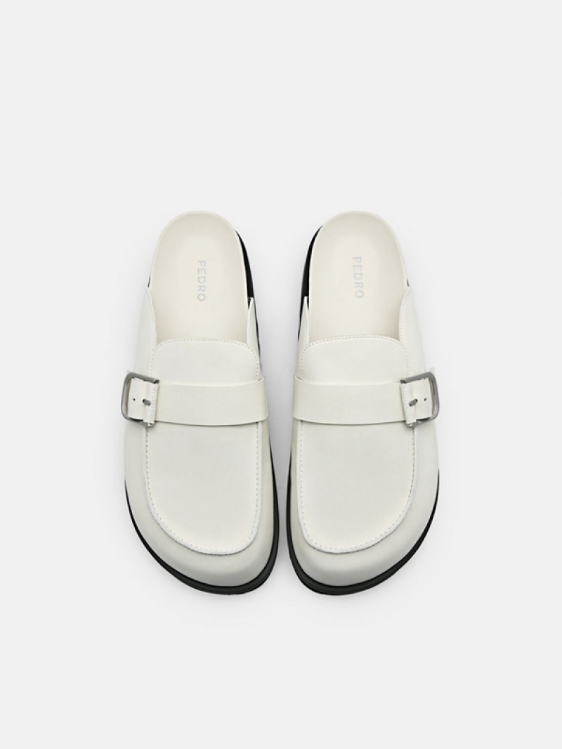 White Men's Pedro Helix Slip-On Sandals | GRTEIS-415