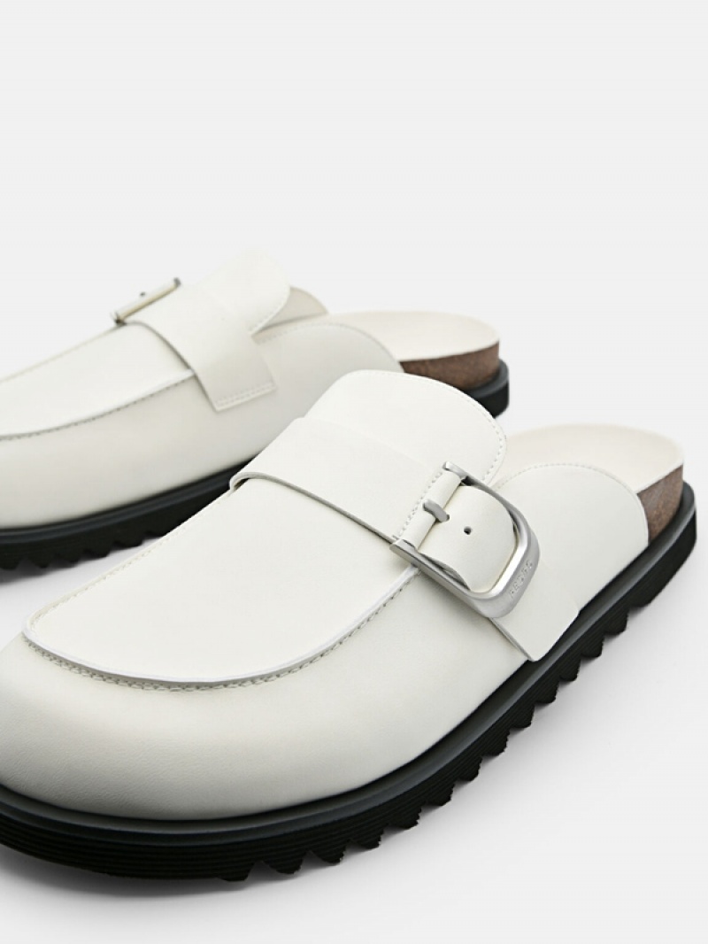 White Men's Pedro Helix Slip-On Sandals | GRTEIS-415