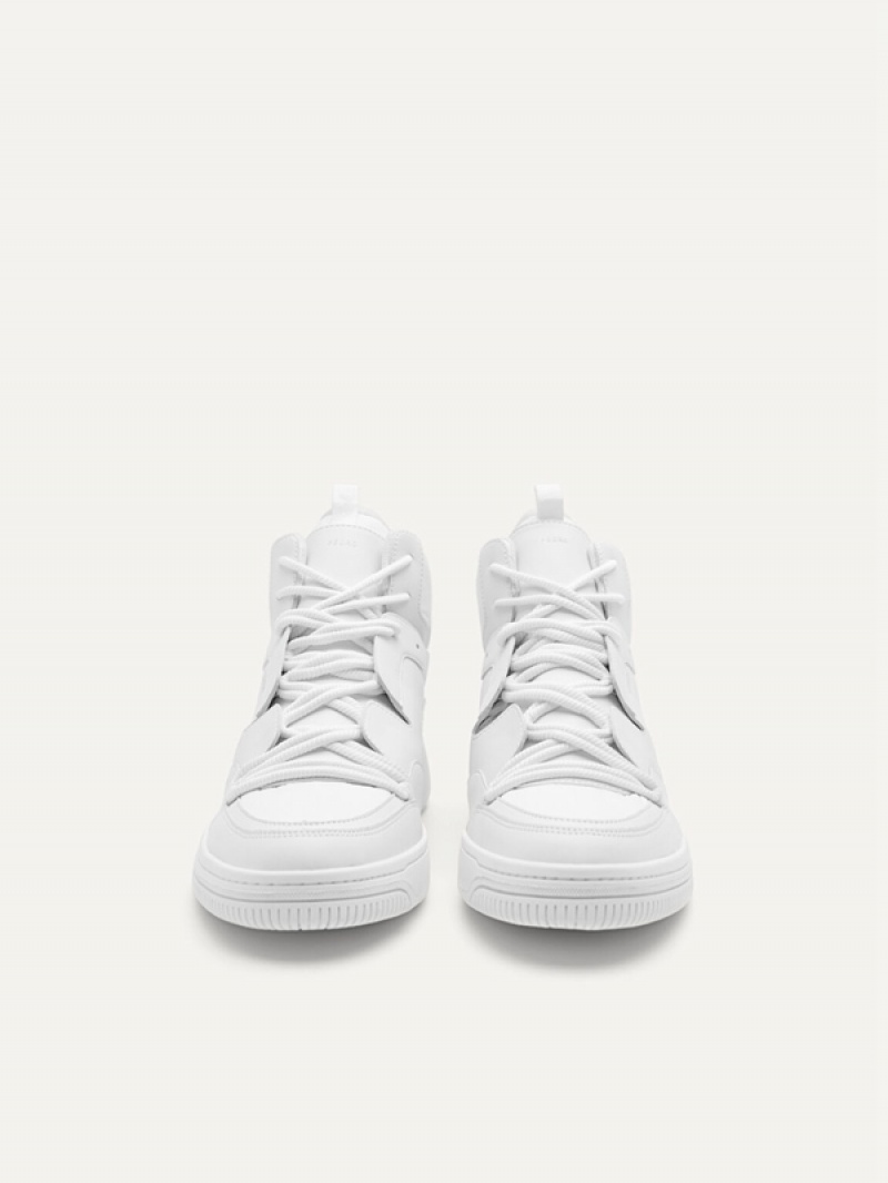 White Men's Pedro High Top Court Sneakers | RZJBPL-029