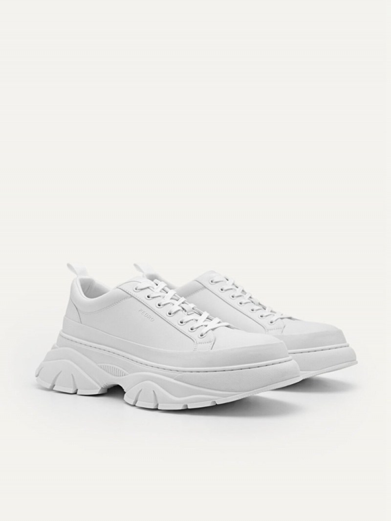 White Men's Pedro Hybrix Sneakers | OBFPRI-901