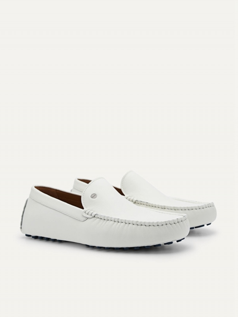 White Men's Pedro Leather Moccasins | AYGOXV-074