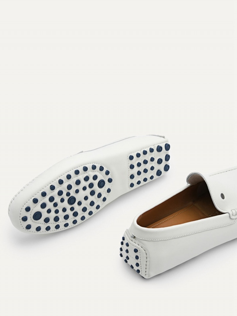 White Men's Pedro Leather Moccasins | AYGOXV-074