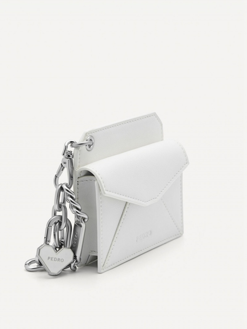 White Men's Pedro Leather with Key Chain Card Holder | CRWPBK-706