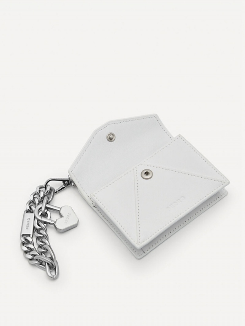 White Men's Pedro Leather with Key Chain Card Holder | CRWPBK-706