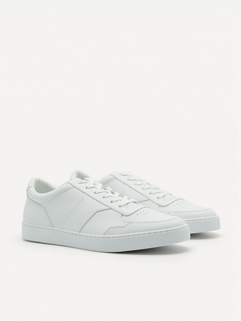 White Men's Pedro Mono Stride Court Sneakers | GLZWQO-432