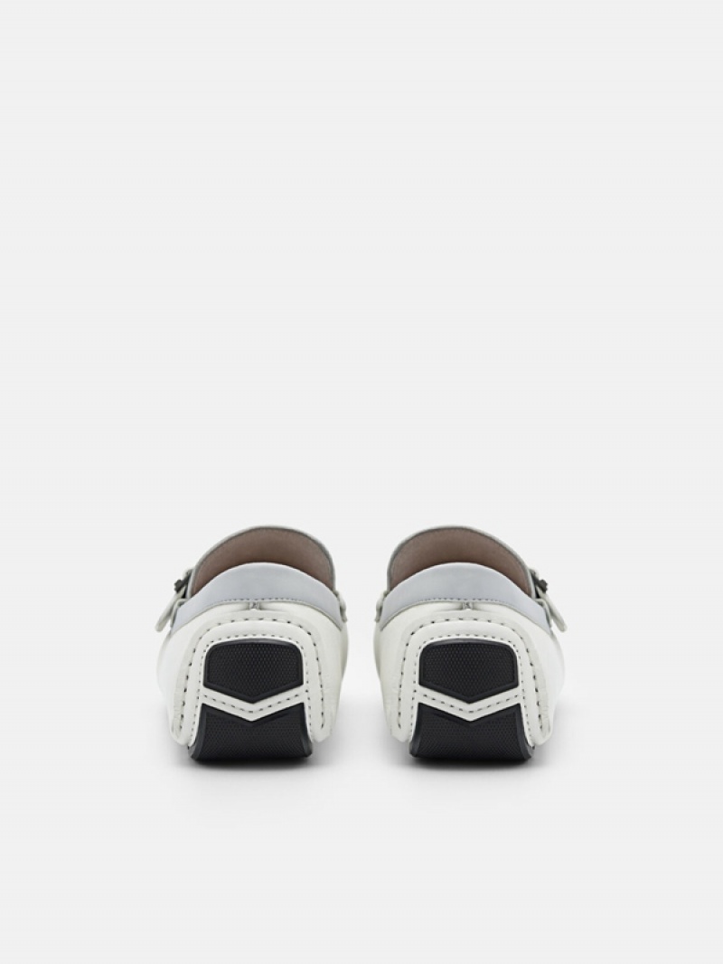 White Men's Pedro Ripley Leather Moccasins | WYDXAI-361