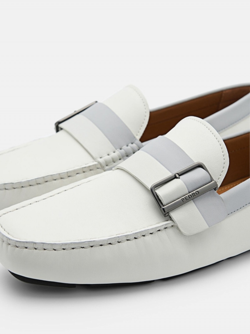 White Men's Pedro Ripley Leather Moccasins | WYDXAI-361