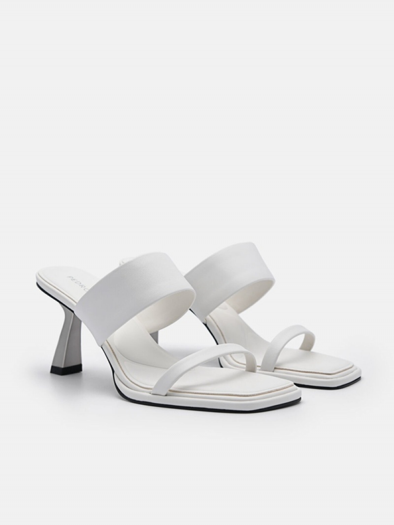 White Women's Pedro Amelie Leather Heels Sandals | OKGQRB-495